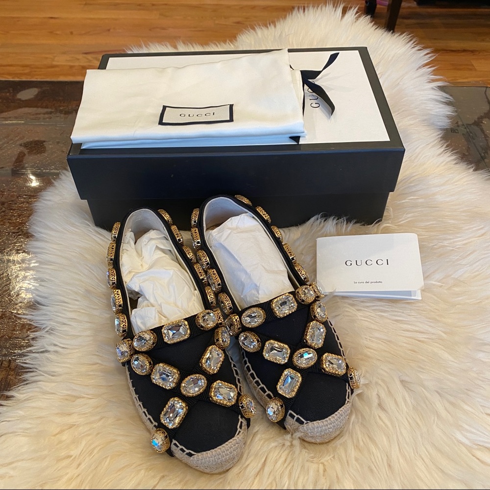 Authentic Gucci Canvas Espadrilles Shoes Size 35.5